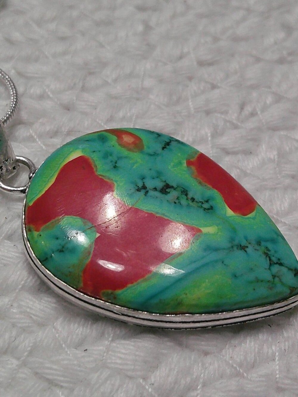 Gorgeous SPINY OYSTER TURQUOISE Handmade Sterling 925 Pendant/Chain #991E